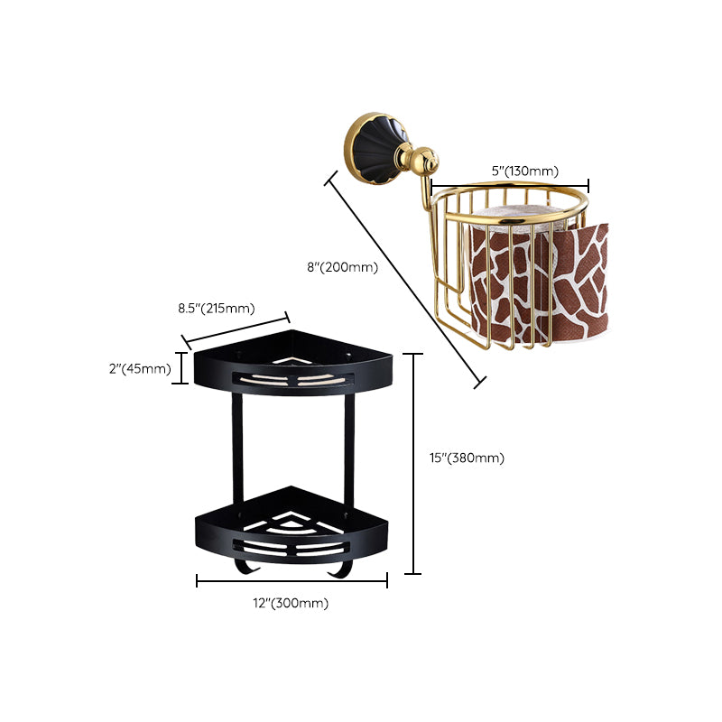 Traditional Bathroom Accessory Kit Towel Bar Bath Shelf Black Bath Hardware Set Clearhalo 'Bathroom Hardware Sets' 'Bathroom Hardware' 'Bathroom Remodel & Bathroom Fixtures' 'bathroom_hardware_sets' 'Home Improvement' 'home_improvement' 'home_improvement_bathroom_hardware_sets' 7159263