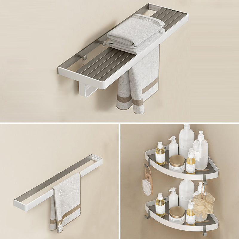 Modern Bath Hardware Set Paper Holder Towel Bar Bathroom Accessory Kit White Gray 4-Piece Set(Single Rod) Clearhalo 'Bathroom Hardware Sets' 'Bathroom Hardware' 'Bathroom Remodel & Bathroom Fixtures' 'bathroom_hardware_sets' 'Home Improvement' 'home_improvement' 'home_improvement_bathroom_hardware_sets' 7159271