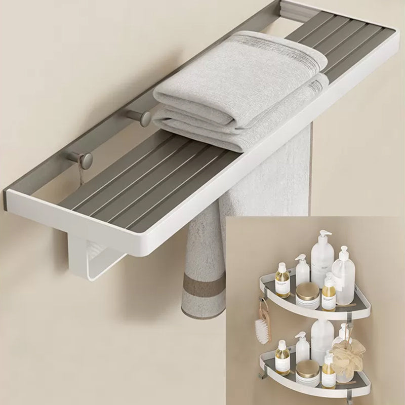 Modern Bath Hardware Set Paper Holder Towel Bar Bathroom Accessory Kit White Gray 3-Piece Set (Triangle Bath Shelf) Clearhalo 'Bathroom Hardware Sets' 'Bathroom Hardware' 'Bathroom Remodel & Bathroom Fixtures' 'bathroom_hardware_sets' 'Home Improvement' 'home_improvement' 'home_improvement_bathroom_hardware_sets' 7159277