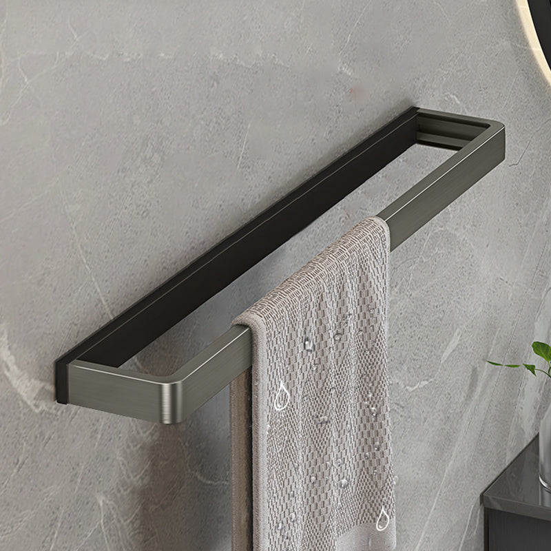 Modern Bath Hardware Set Paper Holder Towel Bar Bathroom Accessory Kit Black Gray Towel Bar Clearhalo 'Bathroom Hardware Sets' 'Bathroom Hardware' 'Bathroom Remodel & Bathroom Fixtures' 'bathroom_hardware_sets' 'Home Improvement' 'home_improvement' 'home_improvement_bathroom_hardware_sets' 7159278