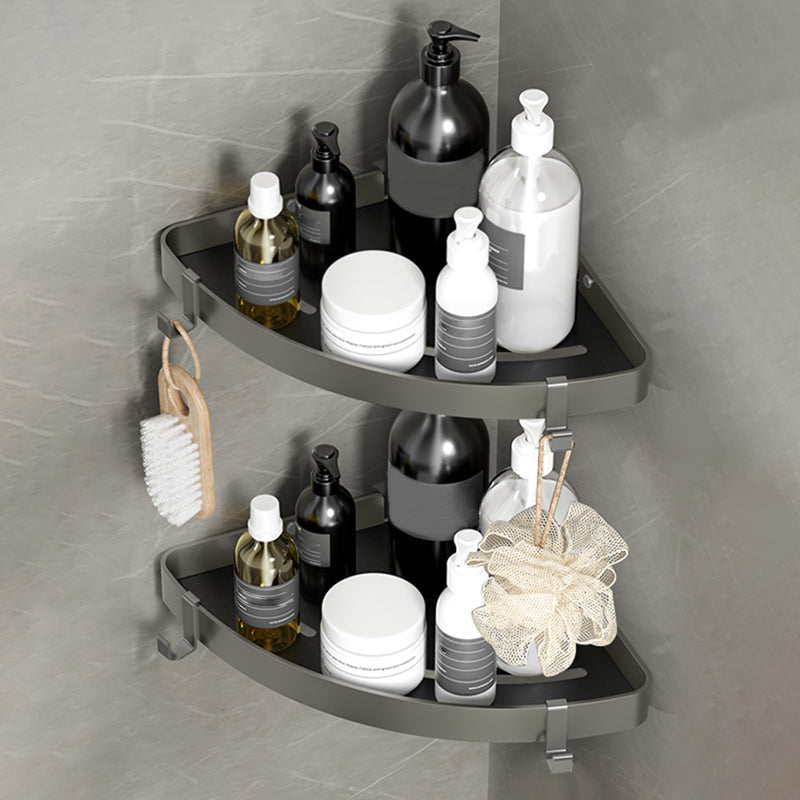 Modern Bath Hardware Set Paper Holder Towel Bar Bathroom Accessory Kit Black Gray 2-Piece Set (Triangular Bath Shelf) Clearhalo 'Bathroom Hardware Sets' 'Bathroom Hardware' 'Bathroom Remodel & Bathroom Fixtures' 'bathroom_hardware_sets' 'Home Improvement' 'home_improvement' 'home_improvement_bathroom_hardware_sets' 7159281