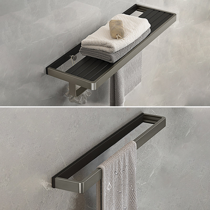 Modern Bath Hardware Set Paper Holder Towel Bar Bathroom Accessory Kit Black Gray Towel Rack with Towel Bar Clearhalo 'Bathroom Hardware Sets' 'Bathroom Hardware' 'Bathroom Remodel & Bathroom Fixtures' 'bathroom_hardware_sets' 'Home Improvement' 'home_improvement' 'home_improvement_bathroom_hardware_sets' 7159284