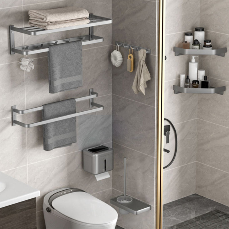 Modern Grey Bath Hardware Set Towel Bar Paper Holder Bathroom Accessory Kit Clearhalo 'Bathroom Hardware Sets' 'Bathroom Hardware' 'Bathroom Remodel & Bathroom Fixtures' 'bathroom_hardware_sets' 'Home Improvement' 'home_improvement' 'home_improvement_bathroom_hardware_sets' 7159288