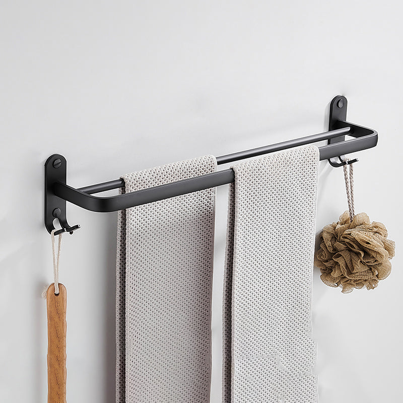 Modern Bath Hardware Set Black Towel Bar Paper Holder Bathroom Accessory Kit Towel Bar (Double Rods) Clearhalo 'Bathroom Hardware Sets' 'Bathroom Hardware' 'Bathroom Remodel & Bathroom Fixtures' 'bathroom_hardware_sets' 'Home Improvement' 'home_improvement' 'home_improvement_bathroom_hardware_sets' 7159322