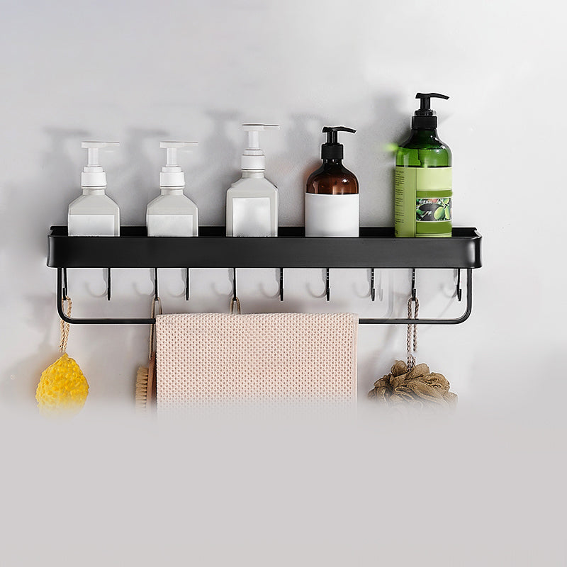 Modern Bath Hardware Set Black Towel Bar Paper Holder Bathroom Accessory Kit Bathroom Shelf (With Rod) Clearhalo 'Bathroom Hardware Sets' 'Bathroom Hardware' 'Bathroom Remodel & Bathroom Fixtures' 'bathroom_hardware_sets' 'Home Improvement' 'home_improvement' 'home_improvement_bathroom_hardware_sets' 7159331