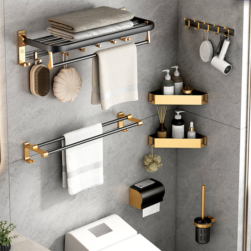 Modern Bathroom Accessory Kit Paper Holder Towel Bar Black Bath Hardware Set Clearhalo 'Bathroom Hardware Sets' 'Bathroom Hardware' 'Bathroom Remodel & Bathroom Fixtures' 'bathroom_hardware_sets' 'Home Improvement' 'home_improvement' 'home_improvement_bathroom_hardware_sets' 7159337
