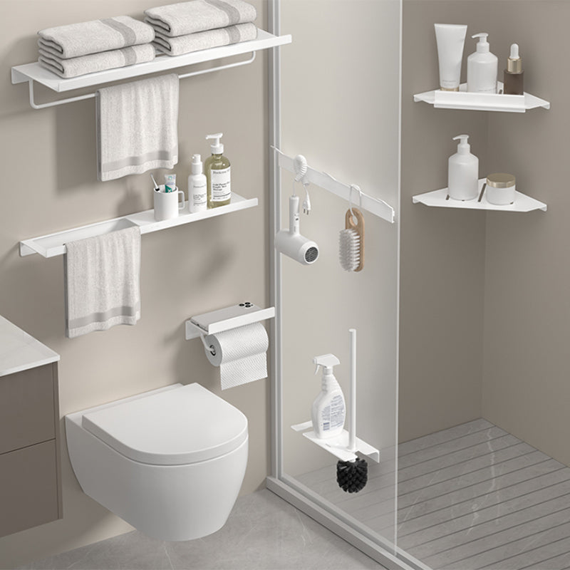 Modern White Bath Hardware Set Bath Shelf Paper Holder Bathroom Accessory Kit Clearhalo 'Bathroom Hardware Sets' 'Bathroom Hardware' 'Bathroom Remodel & Bathroom Fixtures' 'bathroom_hardware_sets' 'Home Improvement' 'home_improvement' 'home_improvement_bathroom_hardware_sets' 7159358