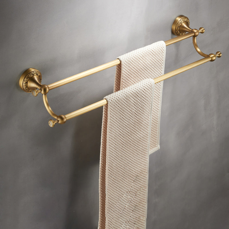 Modern Bathroom Accessory Kit Paper Holder Bath Shelf Gold Bath Hardware Set Towel Bar (Double Rods) Clearhalo 'Bathroom Hardware Sets' 'Bathroom Hardware' 'Bathroom Remodel & Bathroom Fixtures' 'bathroom_hardware_sets' 'Home Improvement' 'home_improvement' 'home_improvement_bathroom_hardware_sets' 7159389