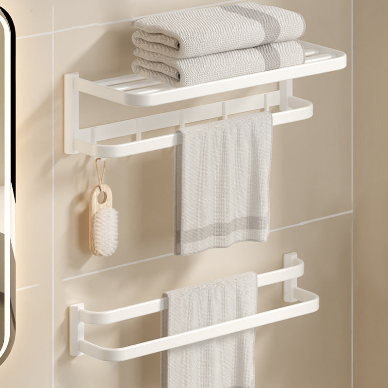 Modern Bath Hardware Set Paper Holder Bath Shelf Bathroom Accessory Kit White Towel Rack with Towel Bar Clearhalo 'Bathroom Hardware Sets' 'Bathroom Hardware' 'Bathroom Remodel & Bathroom Fixtures' 'bathroom_hardware_sets' 'Home Improvement' 'home_improvement' 'home_improvement_bathroom_hardware_sets' 7159417