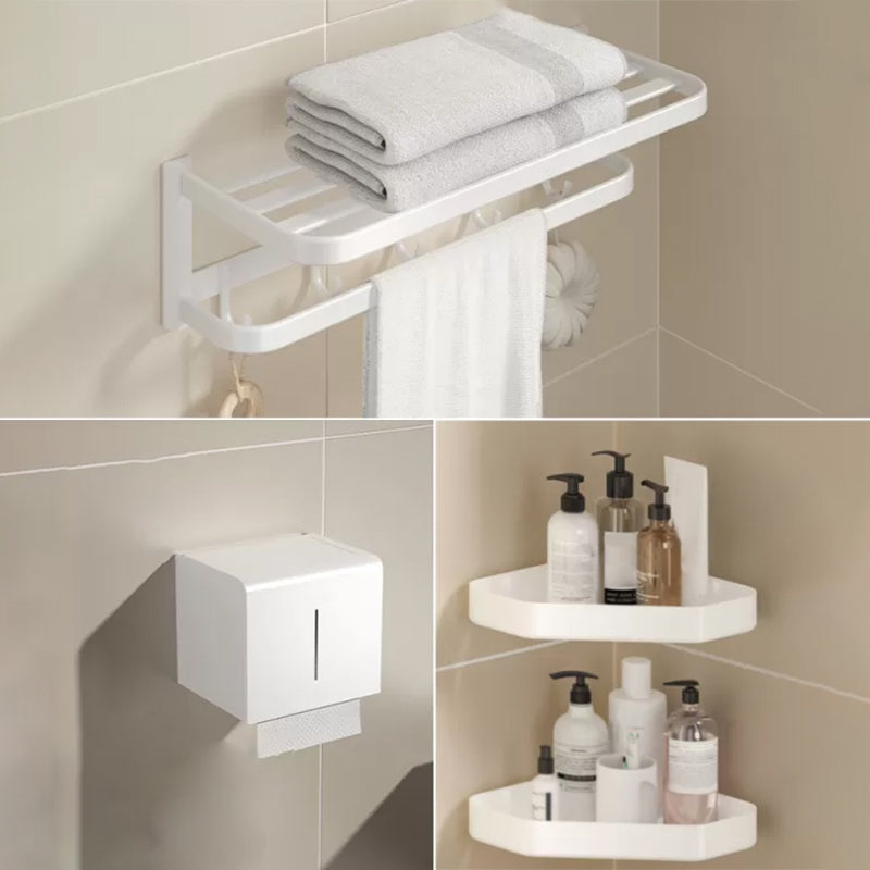 Modern Bath Hardware Set Paper Holder Bath Shelf Bathroom Accessory Kit White 4-Piece Set (Toilet Paper Holder) Clearhalo 'Bathroom Hardware Sets' 'Bathroom Hardware' 'Bathroom Remodel & Bathroom Fixtures' 'bathroom_hardware_sets' 'Home Improvement' 'home_improvement' 'home_improvement_bathroom_hardware_sets' 7159419