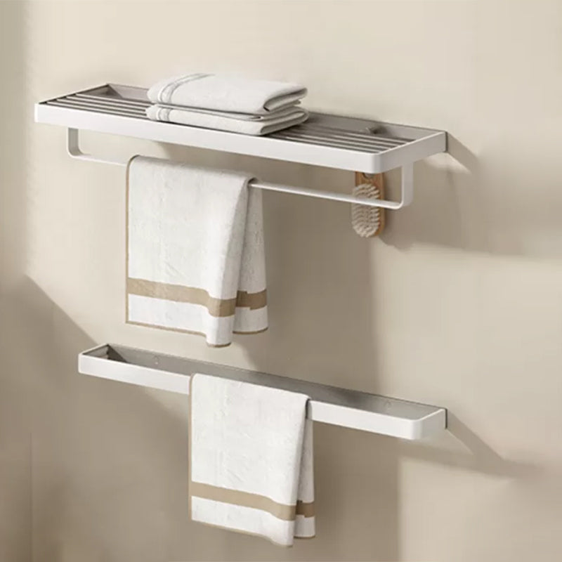 Modern Bath Hardware Set Paper Holder Bath Shelf Bathroom Accessory Kit White Gray Towel Rack with Towel Bar Clearhalo 'Bathroom Hardware Sets' 'Bathroom Hardware' 'Bathroom Remodel & Bathroom Fixtures' 'bathroom_hardware_sets' 'Home Improvement' 'home_improvement' 'home_improvement_bathroom_hardware_sets' 7159425