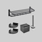 Modern Black Bathroom Accessory Kit Towel Bar Bath Shelf Bath Hardware Set 5-Piece Set (Toilet Brush) Clearhalo 'Bathroom Hardware Sets' 'Bathroom Hardware' 'Bathroom Remodel & Bathroom Fixtures' 'bathroom_hardware_sets' 'Home Improvement' 'home_improvement' 'home_improvement_bathroom_hardware_sets' 7159457