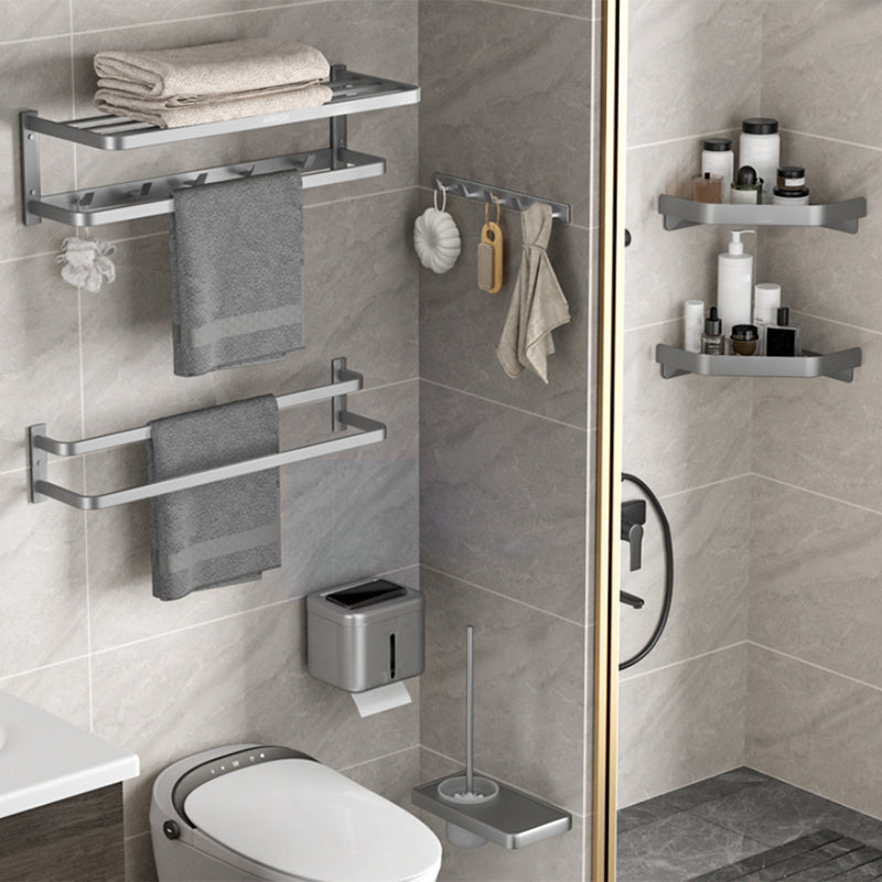 Modern Grey Bathroom Accessory Kit Paper Holder Bath Shelf Bath Hardware Set Clearhalo 'Bathroom Hardware Sets' 'Bathroom Hardware' 'Bathroom Remodel & Bathroom Fixtures' 'bathroom_hardware_sets' 'Home Improvement' 'home_improvement' 'home_improvement_bathroom_hardware_sets' 7159487