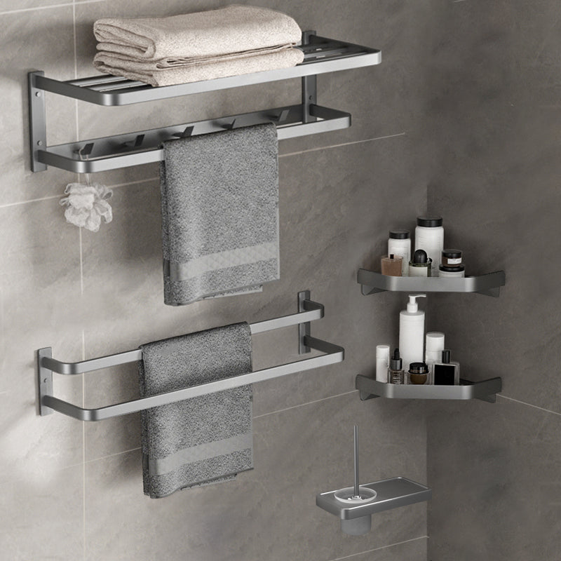Modern Grey Bathroom Accessory Kit Paper Holder Bath Shelf Bath Hardware Set 5-Piece Set (Double Rods) Clearhalo 'Bathroom Hardware Sets' 'Bathroom Hardware' 'Bathroom Remodel & Bathroom Fixtures' 'bathroom_hardware_sets' 'Home Improvement' 'home_improvement' 'home_improvement_bathroom_hardware_sets' 7159489