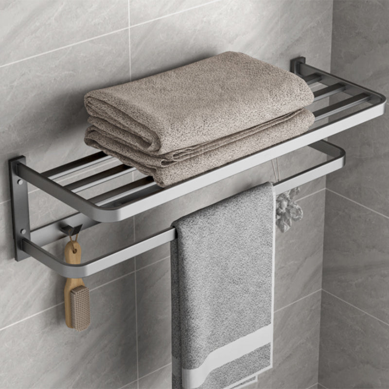 Modern Grey Bathroom Accessory Kit Paper Holder Bath Shelf Bath Hardware Set Clearhalo 'Bathroom Hardware Sets' 'Bathroom Hardware' 'Bathroom Remodel & Bathroom Fixtures' 'bathroom_hardware_sets' 'Home Improvement' 'home_improvement' 'home_improvement_bathroom_hardware_sets' 7159490