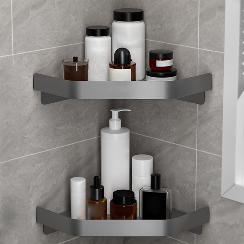 Modern Grey Bathroom Accessory Kit Paper Holder Bath Shelf Bath Hardware Set 2-Piece Set (Triangular Bath Shelf) Clearhalo 'Bathroom Hardware Sets' 'Bathroom Hardware' 'Bathroom Remodel & Bathroom Fixtures' 'bathroom_hardware_sets' 'Home Improvement' 'home_improvement' 'home_improvement_bathroom_hardware_sets' 7159493