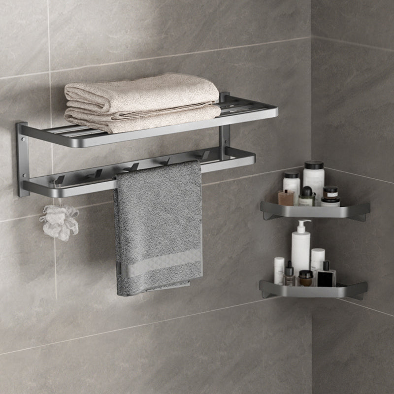 Modern Grey Bathroom Accessory Kit Paper Holder Bath Shelf Bath Hardware Set 3-Piece Set (Triangle Bath Shelf) Clearhalo 'Bathroom Hardware Sets' 'Bathroom Hardware' 'Bathroom Remodel & Bathroom Fixtures' 'bathroom_hardware_sets' 'Home Improvement' 'home_improvement' 'home_improvement_bathroom_hardware_sets' 7159505