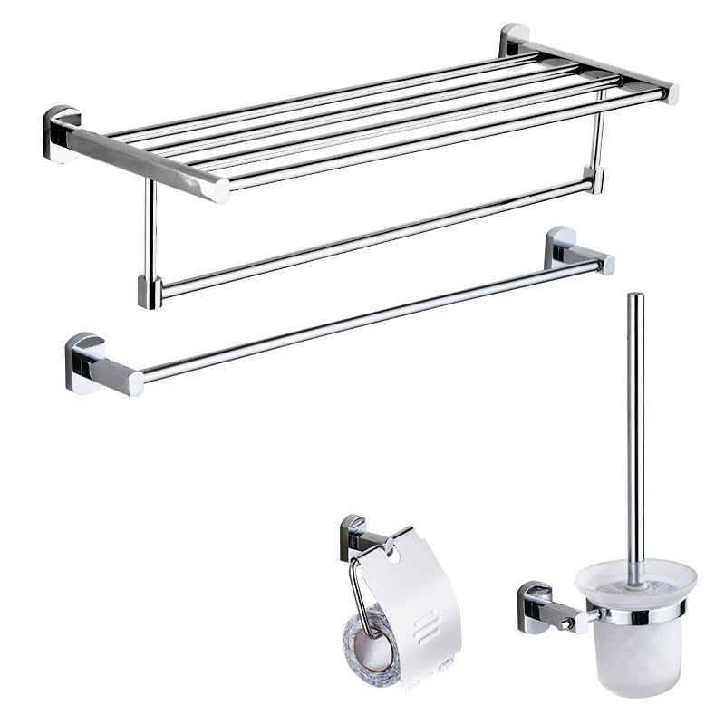 Modern Bathroom Accessory Kit Paper Holder Towel Bar Stainless Steel Bathroom Set 4-Piece Set(Single Rod) Clearhalo 'Bathroom Hardware Sets' 'Bathroom Hardware' 'Bathroom Remodel & Bathroom Fixtures' 'bathroom_hardware_sets' 'Home Improvement' 'home_improvement' 'home_improvement_bathroom_hardware_sets' 7159535