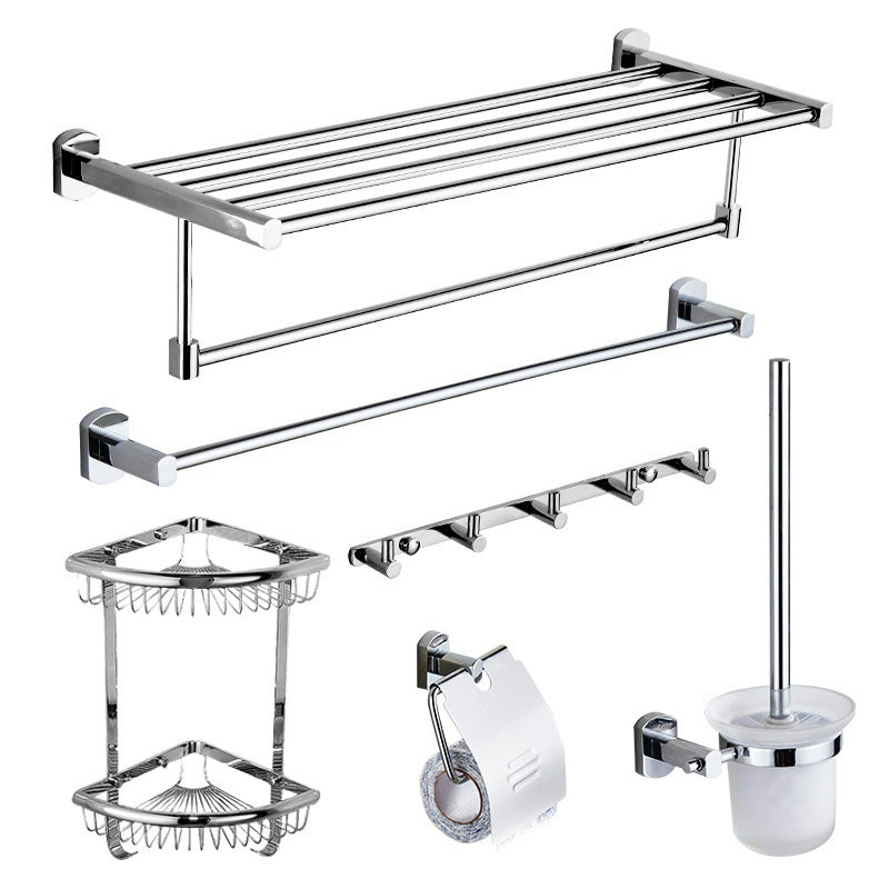 Modern Bathroom Accessory Kit Paper Holder Towel Bar Stainless Steel Bathroom Set Clearhalo 'Bathroom Hardware Sets' 'Bathroom Hardware' 'Bathroom Remodel & Bathroom Fixtures' 'bathroom_hardware_sets' 'Home Improvement' 'home_improvement' 'home_improvement_bathroom_hardware_sets' 7159538