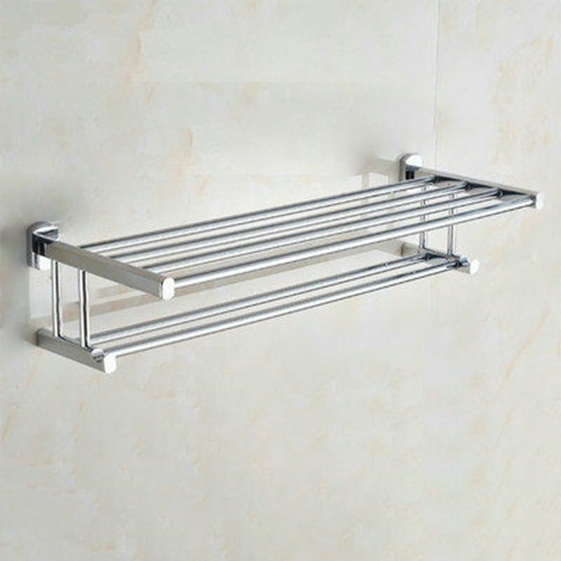 Modern Bathroom Accessory Kit Paper Holder Towel Bar Stainless Steel Bathroom Set Double Layer Towel Rack (24"L) Clearhalo 'Bathroom Hardware Sets' 'Bathroom Hardware' 'Bathroom Remodel & Bathroom Fixtures' 'bathroom_hardware_sets' 'Home Improvement' 'home_improvement' 'home_improvement_bathroom_hardware_sets' 7159546
