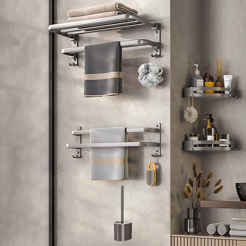 Modern Bath Hardware Set Towel Bar Paper Holder Grey Bathroom Accessory Kit 5-Piece Set (Toilet Brush) Clearhalo 'Bathroom Hardware Sets' 'Bathroom Hardware' 'Bathroom Remodel & Bathroom Fixtures' 'bathroom_hardware_sets' 'Home Improvement' 'home_improvement' 'home_improvement_bathroom_hardware_sets' 7159559