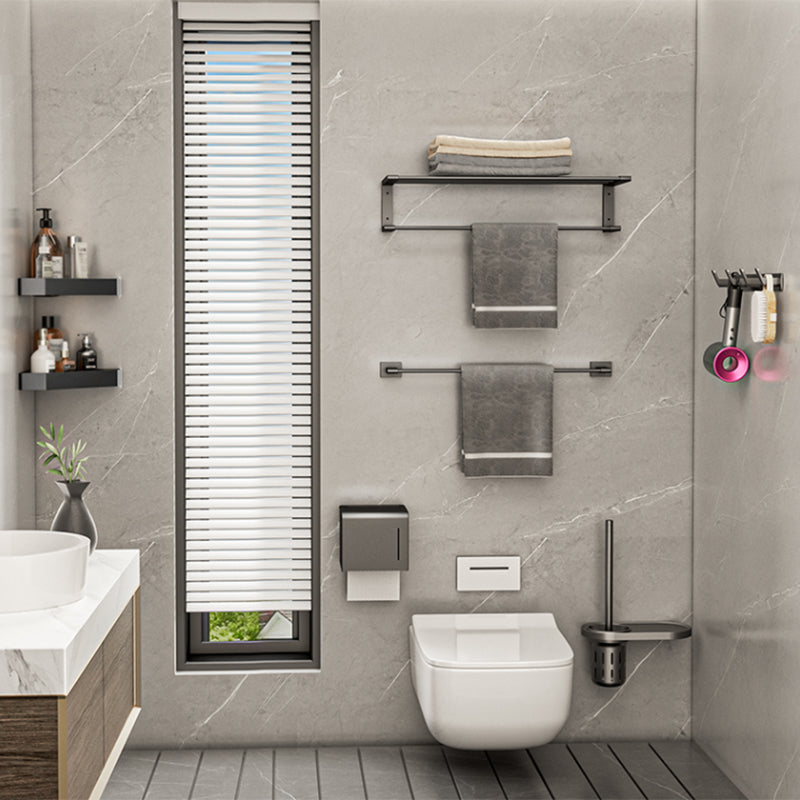 Modern Bathroom Accessory Kit Bath Shelf Towel Bar Grey Bath Hardware Set Clearhalo 'Bathroom Hardware Sets' 'Bathroom Hardware' 'Bathroom Remodel & Bathroom Fixtures' 'bathroom_hardware_sets' 'Home Improvement' 'home_improvement' 'home_improvement_bathroom_hardware_sets' 7159573