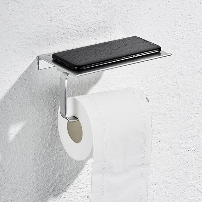 Modern Bathroom Set Paper Holder Bath Shelf Stainless Steel Bathroom Accessory Kit Clearhalo 'Bathroom Hardware Sets' 'Bathroom Hardware' 'Bathroom Remodel & Bathroom Fixtures' 'bathroom_hardware_sets' 'Home Improvement' 'home_improvement' 'home_improvement_bathroom_hardware_sets' 7159597