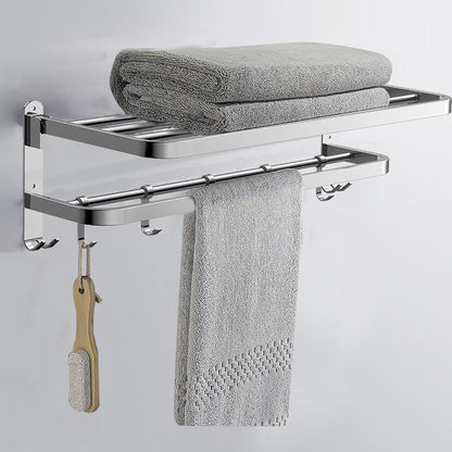 Modern Bathroom Set Towel Bar Bath Shelf Bathroom Accessories Hardware Set Silver Towel Rack Clearhalo 'Bathroom Hardware Sets' 'Bathroom Hardware' 'Bathroom Remodel & Bathroom Fixtures' 'bathroom_hardware_sets' 'Home Improvement' 'home_improvement' 'home_improvement_bathroom_hardware_sets' 7159622