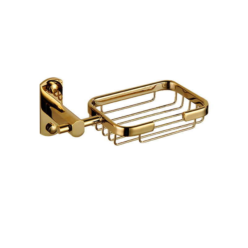 Polished Gold 4 Piece Bathroom Accessory Set Brass Bathroom Hardware Soap Dish Clearhalo 'Bathroom Hardware Sets' 'Bathroom Hardware' 'Bathroom Remodel & Bathroom Fixtures' 'bathroom_hardware_sets' 'Home Improvement' 'home_improvement' 'home_improvement_bathroom_hardware_sets' 7159679