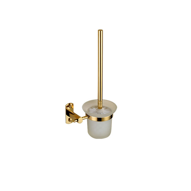 Polished Gold 4 Piece Bathroom Accessory Set Brass Bathroom Hardware Toilet Brush Clearhalo 'Bathroom Hardware Sets' 'Bathroom Hardware' 'Bathroom Remodel & Bathroom Fixtures' 'bathroom_hardware_sets' 'Home Improvement' 'home_improvement' 'home_improvement_bathroom_hardware_sets' 7159685