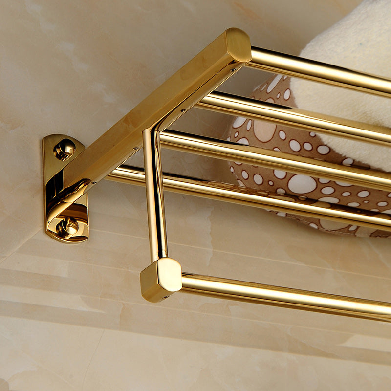 Polished Gold 4 Piece Bathroom Accessory Set Brass Bathroom Hardware Clearhalo 'Bathroom Hardware Sets' 'Bathroom Hardware' 'Bathroom Remodel & Bathroom Fixtures' 'bathroom_hardware_sets' 'Home Improvement' 'home_improvement' 'home_improvement_bathroom_hardware_sets' 7159686