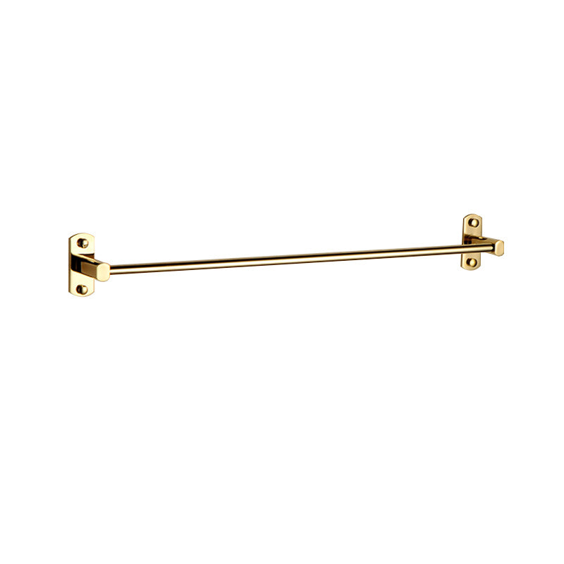 Polished Gold 4 Piece Bathroom Accessory Set Brass Bathroom Hardware Towel Bar (Single Rod) Clearhalo 'Bathroom Hardware Sets' 'Bathroom Hardware' 'Bathroom Remodel & Bathroom Fixtures' 'bathroom_hardware_sets' 'Home Improvement' 'home_improvement' 'home_improvement_bathroom_hardware_sets' 7159690