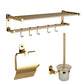 Polished Gold 4 Piece Bathroom Accessory Set Brass Bathroom Hardware 3-Piece Set (Toilet Paper Holder) Clearhalo 'Bathroom Hardware Sets' 'Bathroom Hardware' 'Bathroom Remodel & Bathroom Fixtures' 'bathroom_hardware_sets' 'Home Improvement' 'home_improvement' 'home_improvement_bathroom_hardware_sets' 7159695