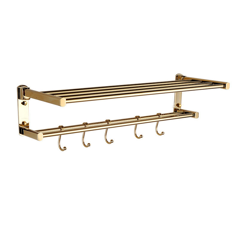Polished Gold 4 Piece Bathroom Accessory Set Brass Bathroom Hardware Clearhalo 'Bathroom Hardware Sets' 'Bathroom Hardware' 'Bathroom Remodel & Bathroom Fixtures' 'bathroom_hardware_sets' 'Home Improvement' 'home_improvement' 'home_improvement_bathroom_hardware_sets' 7159698