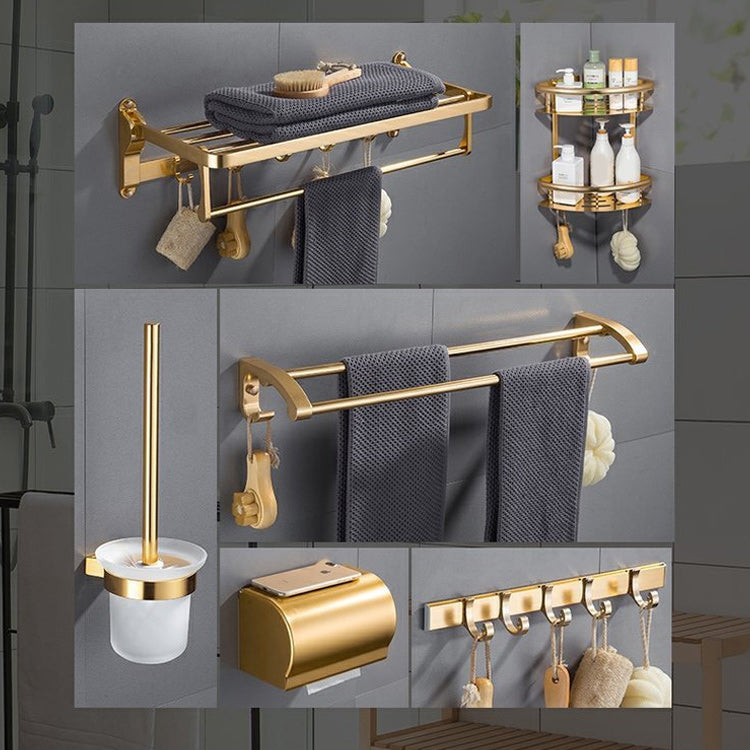 Gold 7 Piece Bathroom Accessory Set Vintage Bathroom Accessory Kit Clearhalo 'Bathroom Hardware Sets' 'Bathroom Hardware' 'Bathroom Remodel & Bathroom Fixtures' 'bathroom_hardware_sets' 'Home Improvement' 'home_improvement' 'home_improvement_bathroom_hardware_sets' 7159710