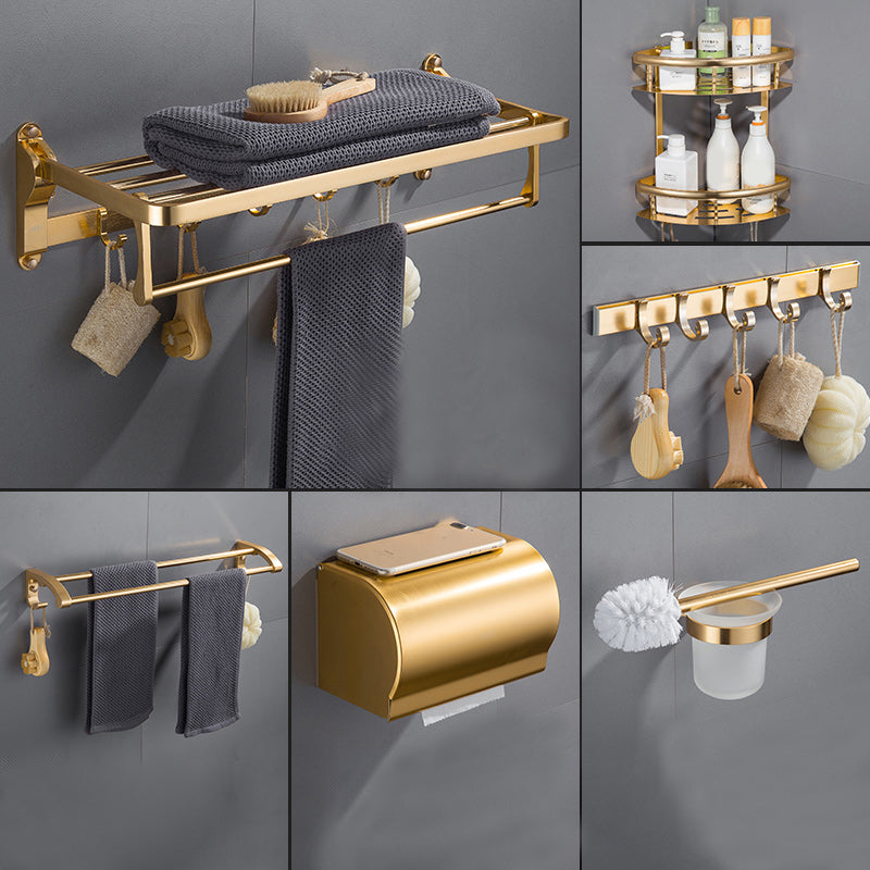 Gold 7 Piece Bathroom Accessory Set Vintage Bathroom Accessory Kit 6-Piece Set Clearhalo 'Bathroom Hardware Sets' 'Bathroom Hardware' 'Bathroom Remodel & Bathroom Fixtures' 'bathroom_hardware_sets' 'Home Improvement' 'home_improvement' 'home_improvement_bathroom_hardware_sets' 7159721