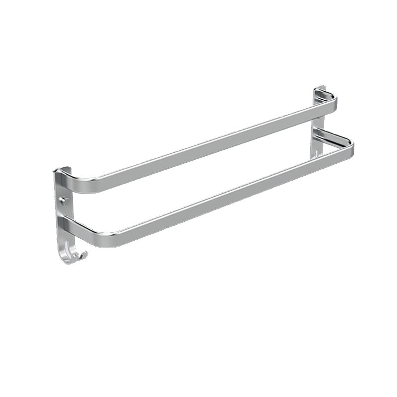 7 Piece Bathroom Accessory Set Modern Aluminum Bathroom Set in Silver Double Bars Towel Bar (24"L) Clearhalo 'Bathroom Hardware Sets' 'Bathroom Hardware' 'Bathroom Remodel & Bathroom Fixtures' 'bathroom_hardware_sets' 'Home Improvement' 'home_improvement' 'home_improvement_bathroom_hardware_sets' 7159779