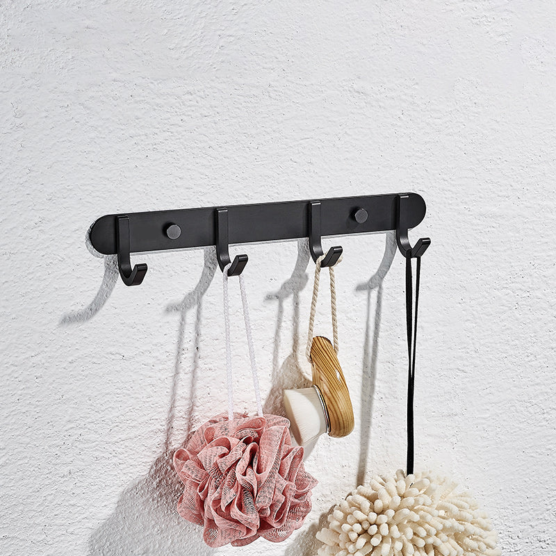 Modern Bathroom Accessory Set Metal Bathroom Hardware in Matte Black Towel Robe Hook Clearhalo 'Bathroom Hardware Sets' 'Bathroom Hardware' 'Bathroom Remodel & Bathroom Fixtures' 'bathroom_hardware_sets' 'Home Improvement' 'home_improvement' 'home_improvement_bathroom_hardware_sets' 7159789