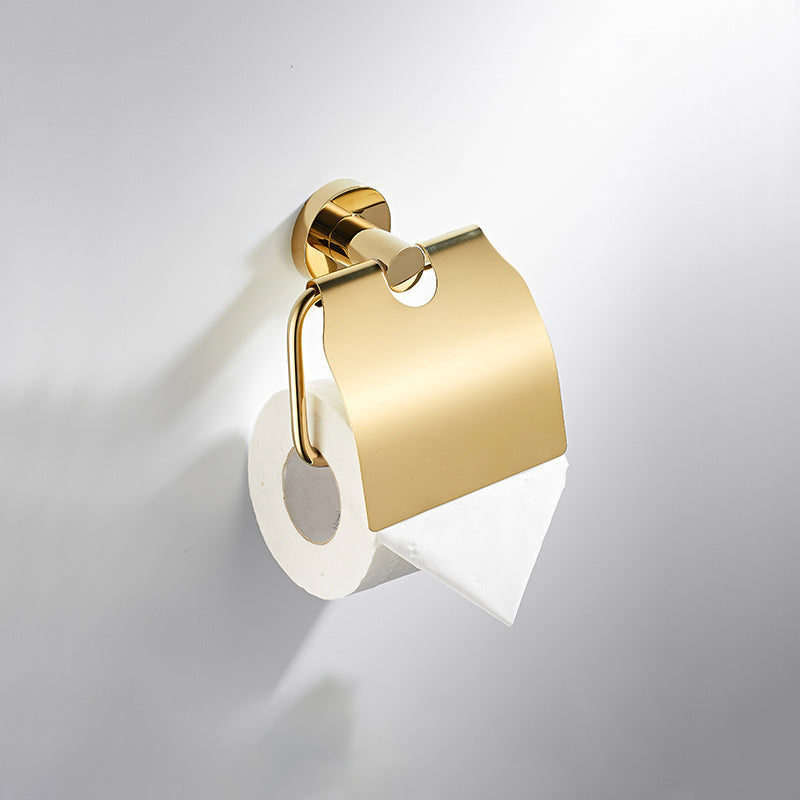 4 Piece Traditional Bathroom Accessory Set Brass Bathroom Set in Matte Gold Toilet Paper Holder Clearhalo 'Bathroom Hardware Sets' 'Bathroom Hardware' 'Bathroom Remodel & Bathroom Fixtures' 'bathroom_hardware_sets' 'Home Improvement' 'home_improvement' 'home_improvement_bathroom_hardware_sets' 7159808