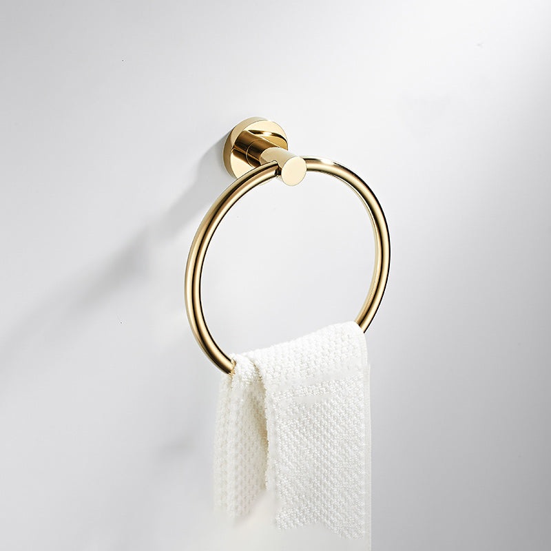 4 Piece Traditional Bathroom Accessory Set Brass Bathroom Set in Matte Gold Towel Ring Clearhalo 'Bathroom Hardware Sets' 'Bathroom Hardware' 'Bathroom Remodel & Bathroom Fixtures' 'bathroom_hardware_sets' 'Home Improvement' 'home_improvement' 'home_improvement_bathroom_hardware_sets' 7159811