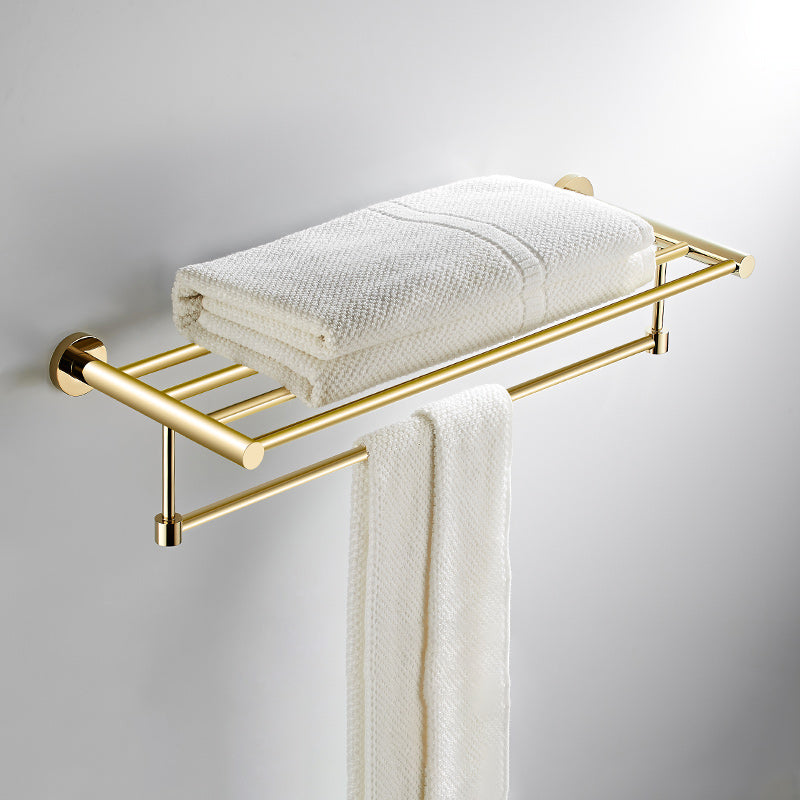 4 Piece Traditional Bathroom Accessory Set Brass Bathroom Set in Matte Gold Towel Rack Clearhalo 'Bathroom Hardware Sets' 'Bathroom Hardware' 'Bathroom Remodel & Bathroom Fixtures' 'bathroom_hardware_sets' 'Home Improvement' 'home_improvement' 'home_improvement_bathroom_hardware_sets' 7159813