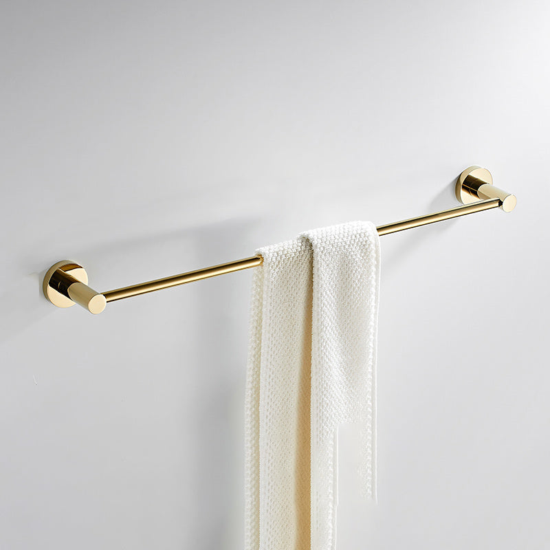 4 Piece Traditional Bathroom Accessory Set Brass Bathroom Set in Matte Gold Towel Bar (Single Rod) Clearhalo 'Bathroom Hardware Sets' 'Bathroom Hardware' 'Bathroom Remodel & Bathroom Fixtures' 'bathroom_hardware_sets' 'Home Improvement' 'home_improvement' 'home_improvement_bathroom_hardware_sets' 7159820