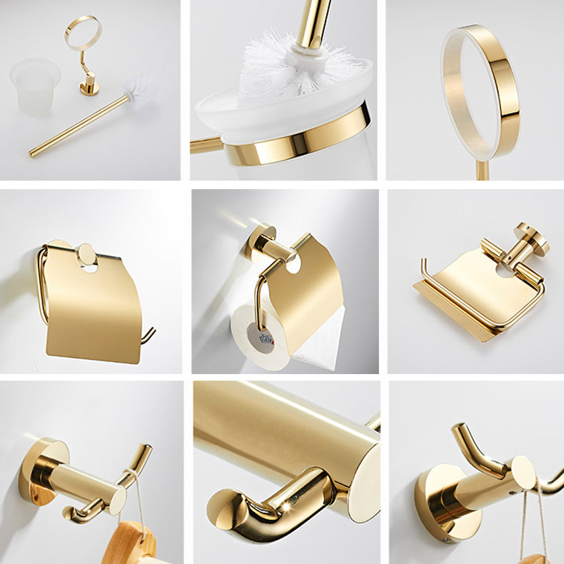 4 Piece Traditional Bathroom Accessory Set Brass Bathroom Set in Matte Gold Clearhalo 'Bathroom Hardware Sets' 'Bathroom Hardware' 'Bathroom Remodel & Bathroom Fixtures' 'bathroom_hardware_sets' 'Home Improvement' 'home_improvement' 'home_improvement_bathroom_hardware_sets' 7159821