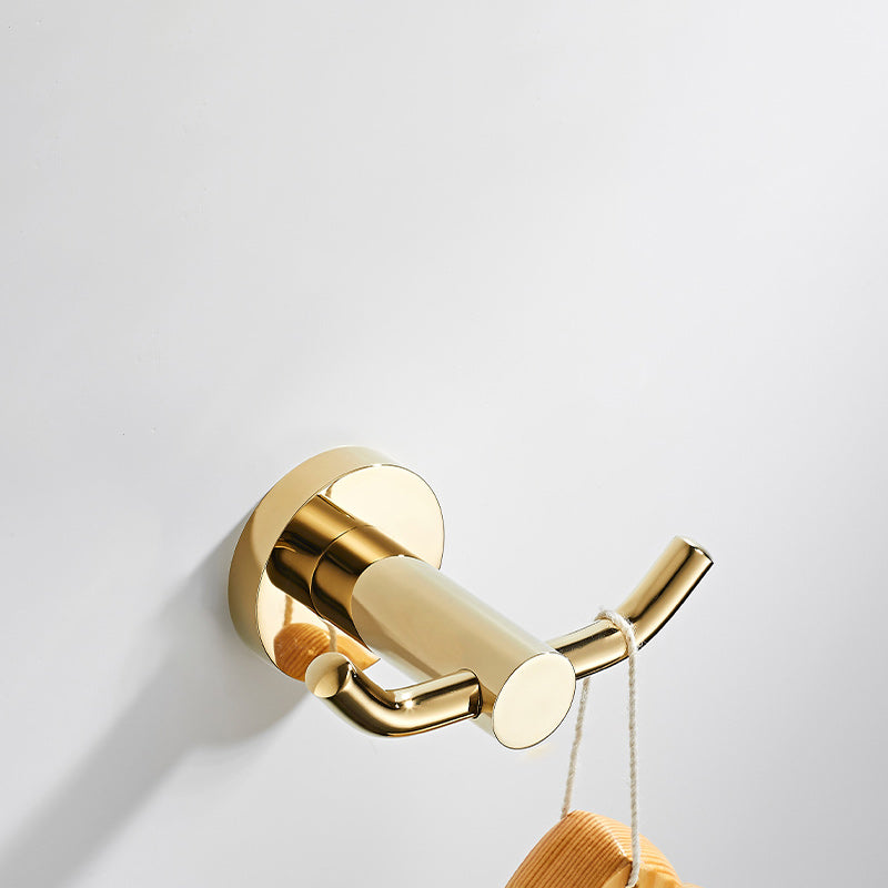 4 Piece Traditional Bathroom Accessory Set Brass Bathroom Set in Matte Gold Towel Robe Hook (Single Hook) Clearhalo 'Bathroom Hardware Sets' 'Bathroom Hardware' 'Bathroom Remodel & Bathroom Fixtures' 'bathroom_hardware_sets' 'Home Improvement' 'home_improvement' 'home_improvement_bathroom_hardware_sets' 7159824
