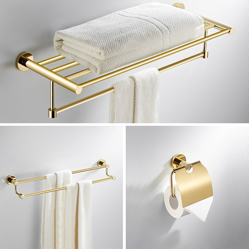 4 Piece Traditional Bathroom Accessory Set Brass Bathroom Set in Matte Gold 3-Piece Set Clearhalo 'Bathroom Hardware Sets' 'Bathroom Hardware' 'Bathroom Remodel & Bathroom Fixtures' 'bathroom_hardware_sets' 'Home Improvement' 'home_improvement' 'home_improvement_bathroom_hardware_sets' 7159827