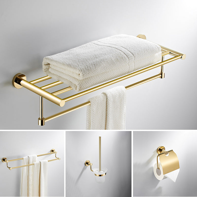 4 Piece Traditional Bathroom Accessory Set Brass Bathroom Set in Matte Gold 4-Piece Set Clearhalo 'Bathroom Hardware Sets' 'Bathroom Hardware' 'Bathroom Remodel & Bathroom Fixtures' 'bathroom_hardware_sets' 'Home Improvement' 'home_improvement' 'home_improvement_bathroom_hardware_sets' 7159828