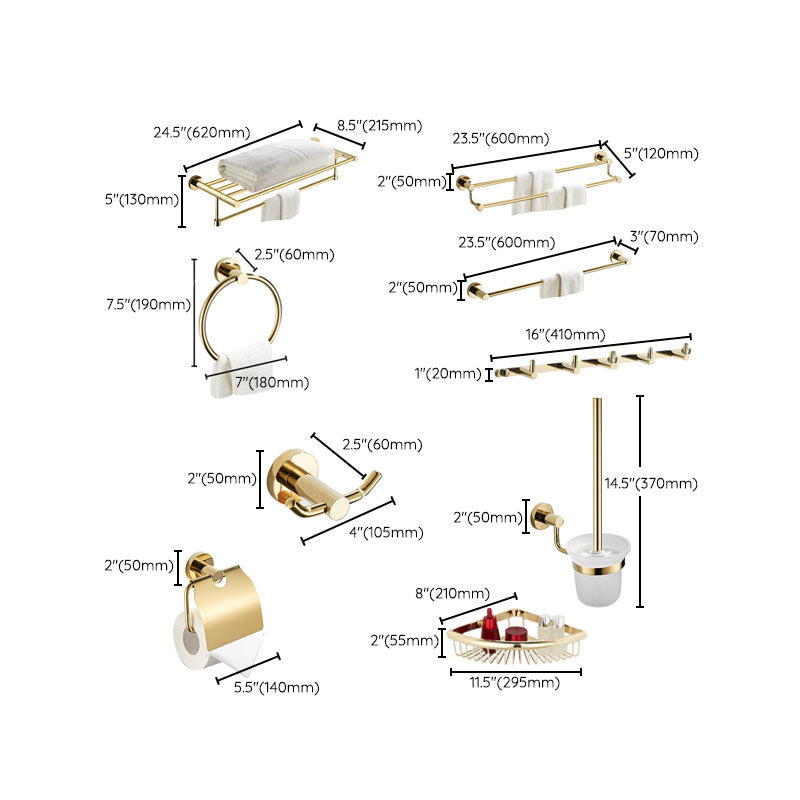 4 Piece Traditional Bathroom Accessory Set Brass Bathroom Set in Matte Gold Clearhalo 'Bathroom Hardware Sets' 'Bathroom Hardware' 'Bathroom Remodel & Bathroom Fixtures' 'bathroom_hardware_sets' 'Home Improvement' 'home_improvement' 'home_improvement_bathroom_hardware_sets' 7159829