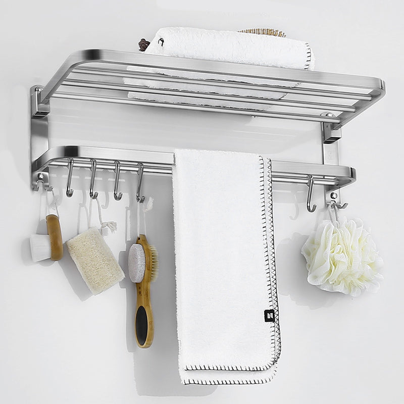 Modern Bathroom Accessory as Individualor as a Set Polished Chrome Bathroom Set Double Hooks Towel Rack (23"L) Clearhalo 'Bathroom Hardware Sets' 'Bathroom Hardware' 'Bathroom Remodel & Bathroom Fixtures' 'bathroom_hardware_sets' 'Home Improvement' 'home_improvement' 'home_improvement_bathroom_hardware_sets' 7159849