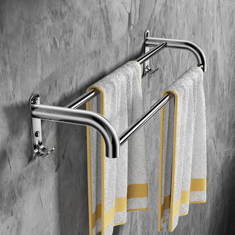 Modern Bathroom Accessory as Individualor as a Set Polished Chrome Bathroom Set Double Bars Towel Bar Clearhalo 'Bathroom Hardware Sets' 'Bathroom Hardware' 'Bathroom Remodel & Bathroom Fixtures' 'bathroom_hardware_sets' 'Home Improvement' 'home_improvement' 'home_improvement_bathroom_hardware_sets' 7159851