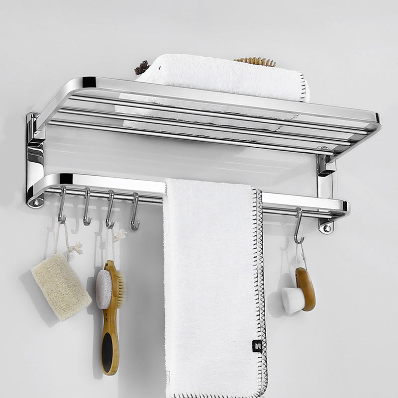 Modern Bathroom Accessory as Individualor as a Set Polished Chrome Bathroom Set Widen Foldable Towel Rack (24"L) Clearhalo 'Bathroom Hardware Sets' 'Bathroom Hardware' 'Bathroom Remodel & Bathroom Fixtures' 'bathroom_hardware_sets' 'Home Improvement' 'home_improvement' 'home_improvement_bathroom_hardware_sets' 7159855